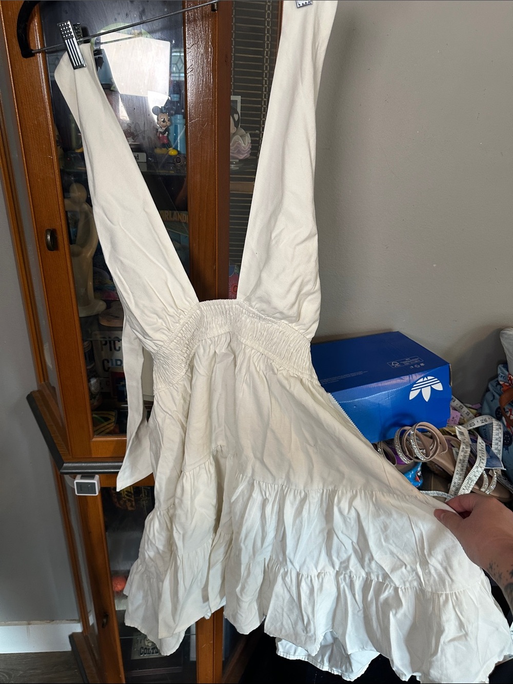 Women's Cream V-Neck Tiered Sundress